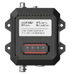 Top view of CJ industrial distance measurement terminal showing antenna and network interfaces