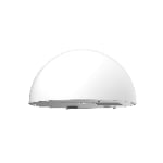 A white, dome-shaped ceiling-mounted device with a flat metallic base and visible fasteners, shown against a plain white background.