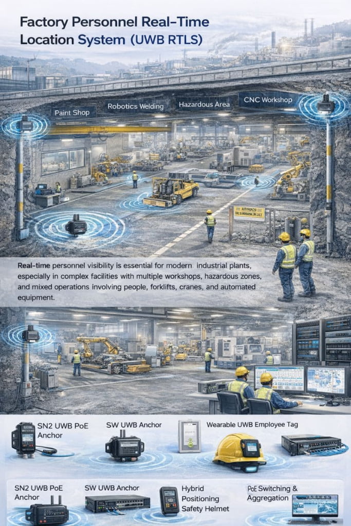 Factory Personnel Real-Time Location System (UWB RTLS)