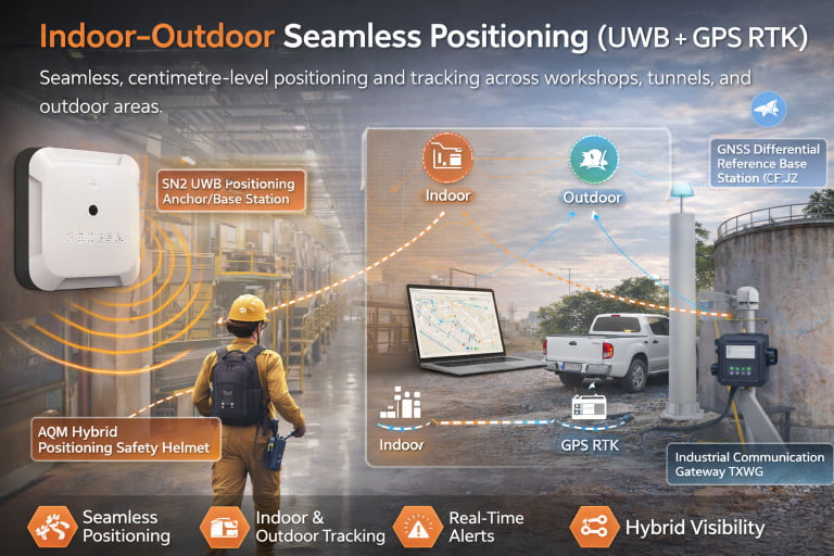 Indoor–Outdoor Seamless Positioning (UWB + GPS RTK)