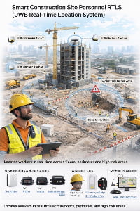 Smart Construction Site Personnel RTLS (UWB Real-Time Location System)